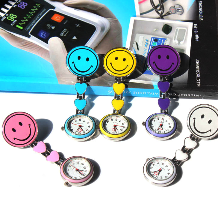Smile Face Candy Color Nurse Clip Watch Medical Pocket Clasp Watch NS1027 - 副本