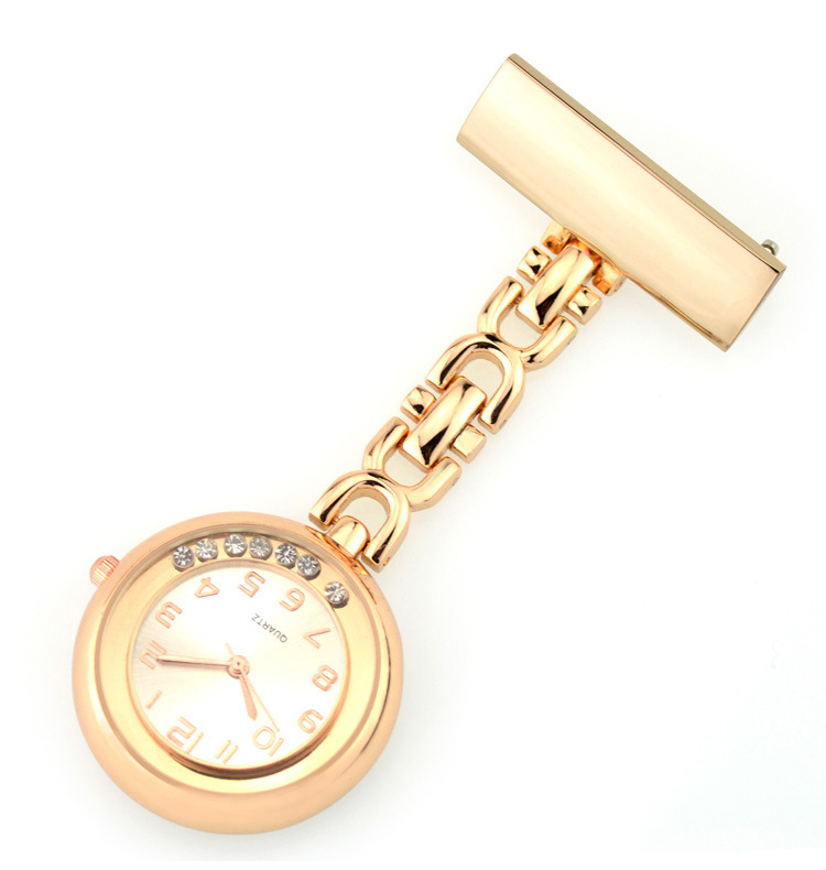 Rose Gold Nurse Watch - Round shaped with shining crystals -NS2111B