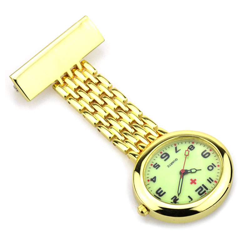 Classic Quartz Fob Watch Gold with Green Luminescent dial -NS2107D 
