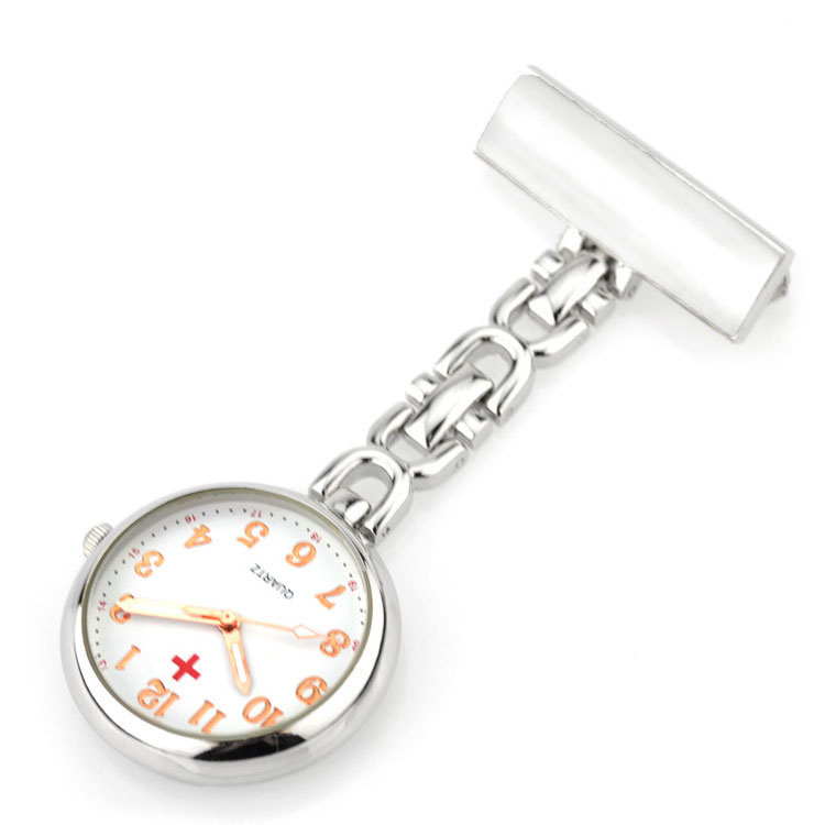 Silver plated quartz fob watch -NS2105F