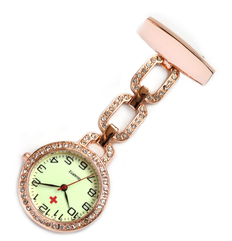 China Nurse Watch with rainstone crystals(NS5500B) Rose gold plated