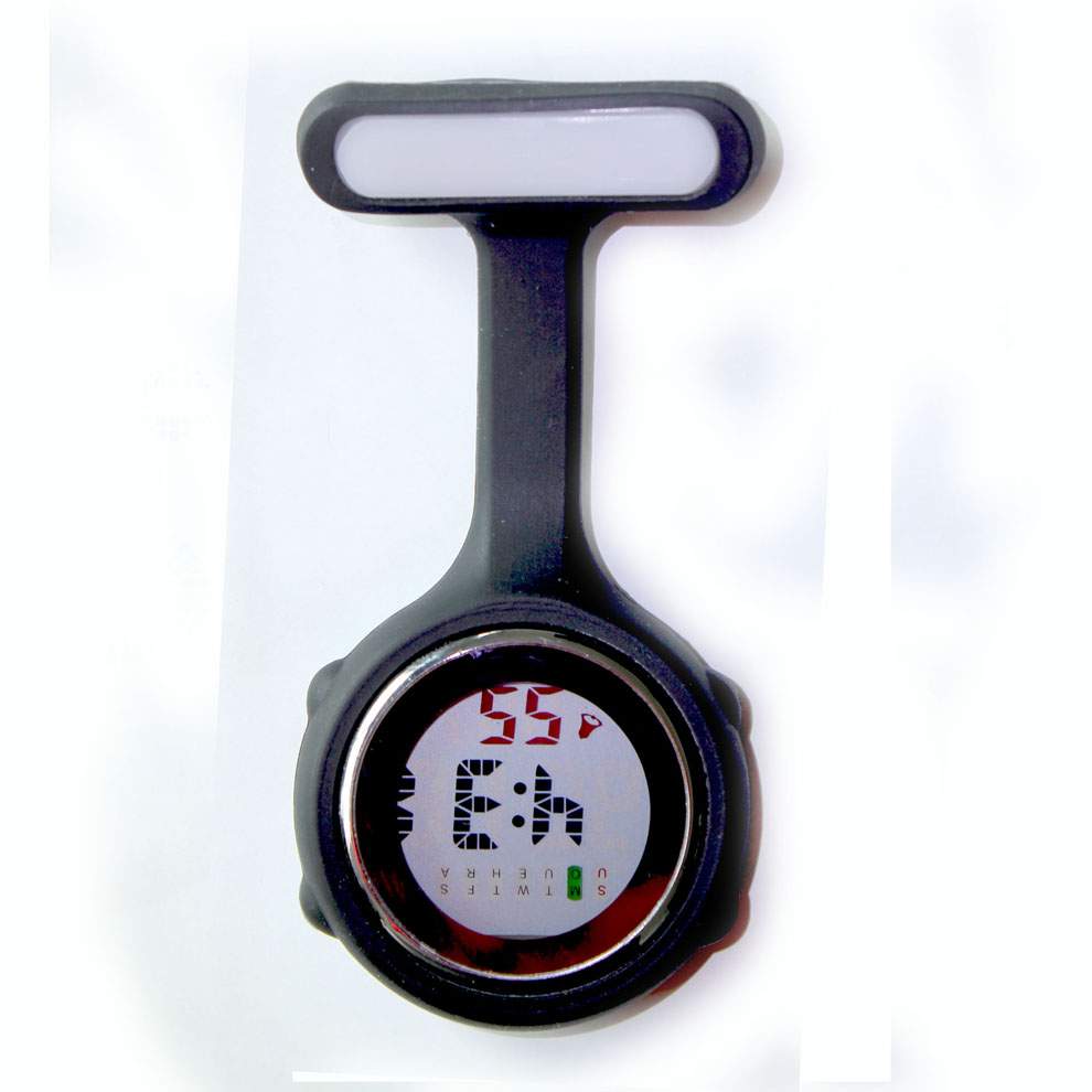 Black Digital FOB Nursing Watch Silicone LED Medical watch NS-888