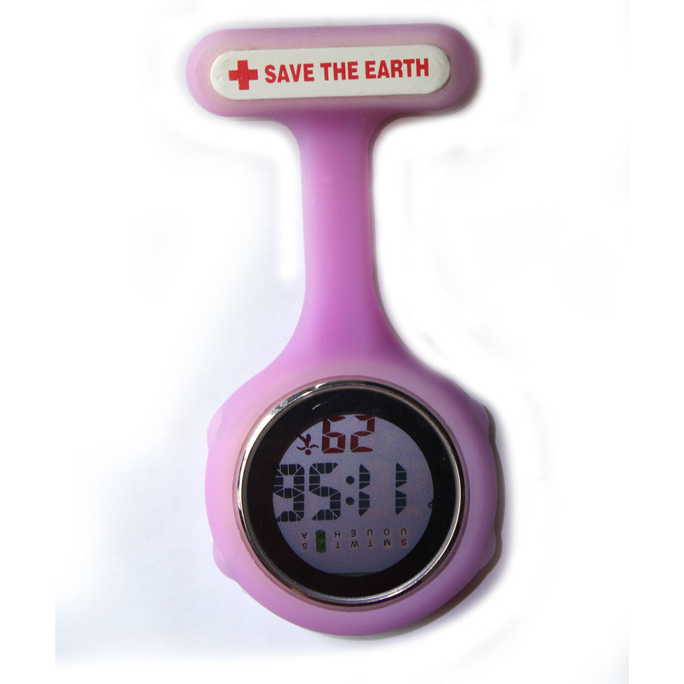 Unisex Digital Multi Function Silicone Nurses Fob Watch with Safety Pin NS-888 Battery Included