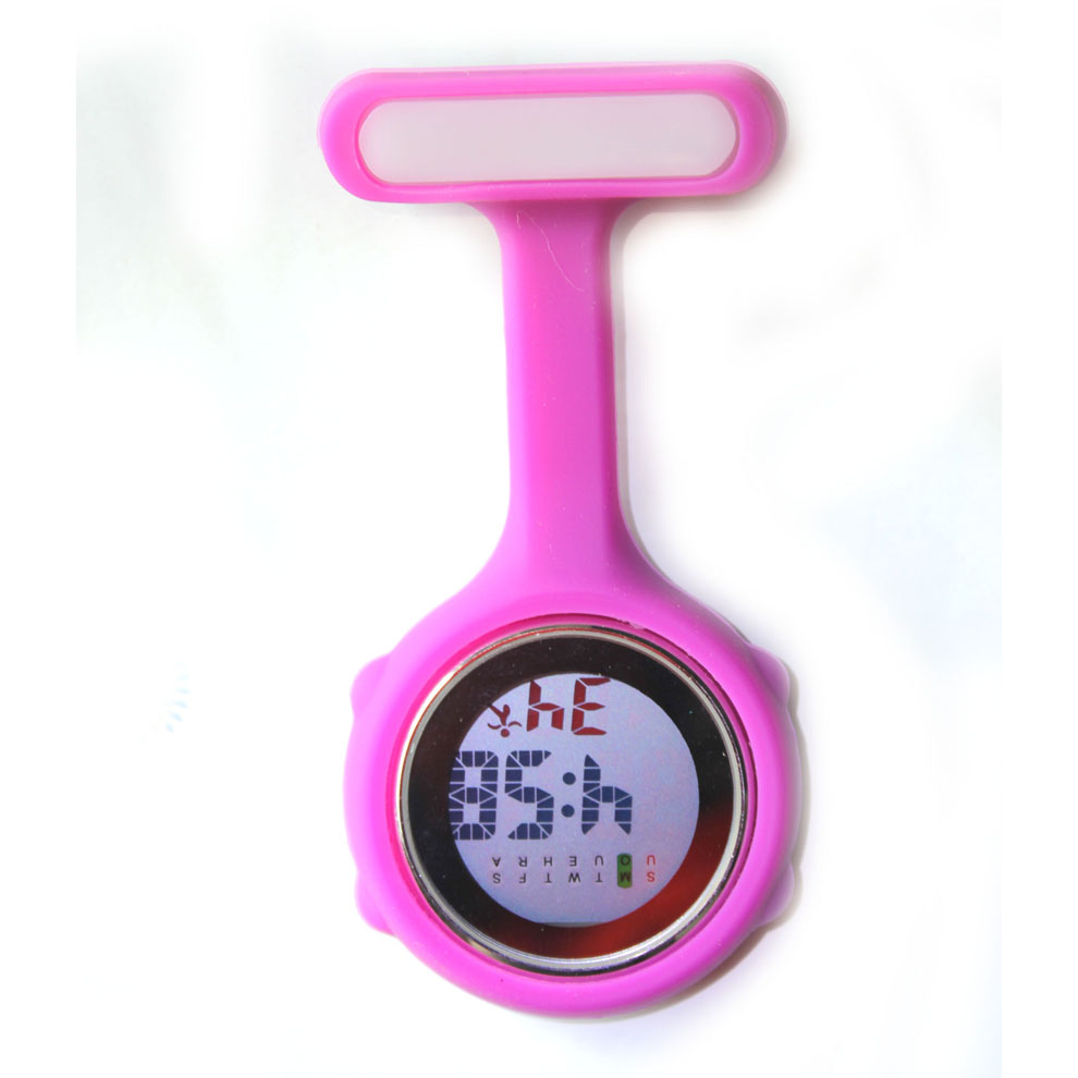 Unisex Digital Multi Function Silicone Nurses Fob Watch with Safety Pin NS-888 Battery Included